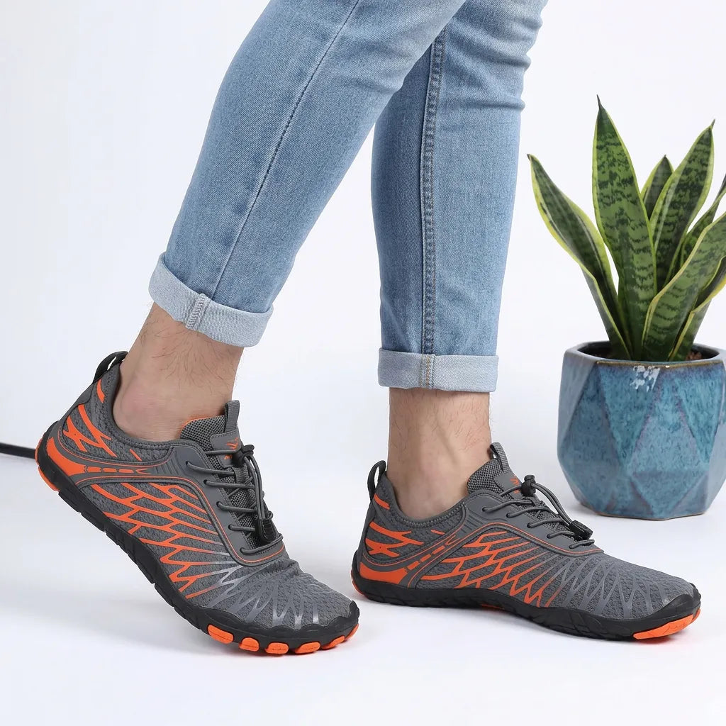 HexoComfy Women's Orthopedic Walking Shoes - Red Black angle 4