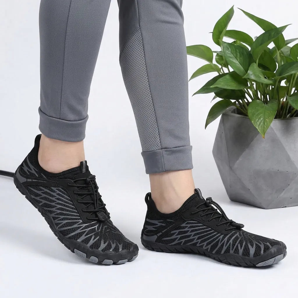 HexoComfy Women's Orthopedic Walking Shoes - Black side view