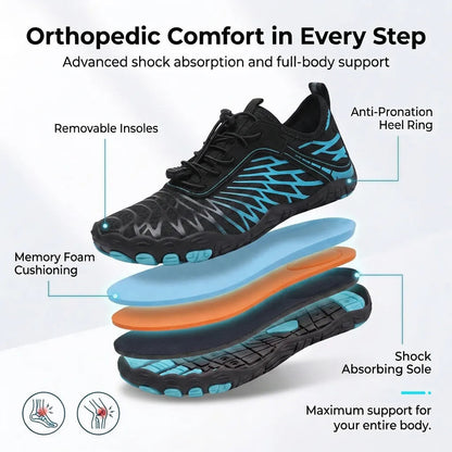 HexoComfy Women's Orthopedic Walking Shoes - Blue Black angle 3