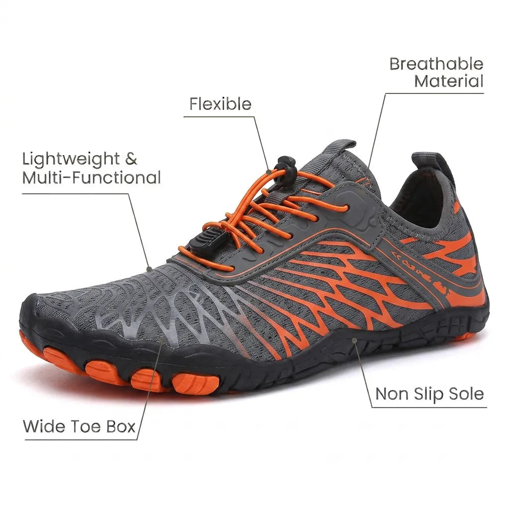 HexoComfy Women's Orthopedic Walking Shoes - Red Black angle 5