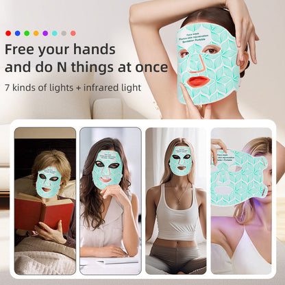 HexoGlow™ LED Siliconen Gezichtsmasker – 8-Kleuren Fotonentherapie