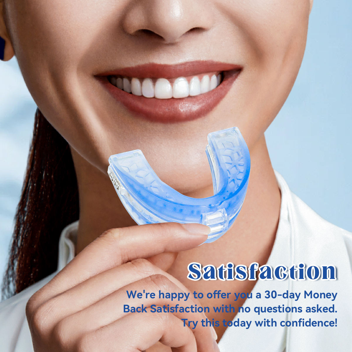 HexoBite™ – Blauwe siliconen nachtbeugel voor volwassenen tegen snurken & tandenknarsen