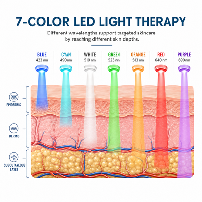 HexoGlow™ LED-gezichts- en nekmasker met 7 kleuren lichttherapie