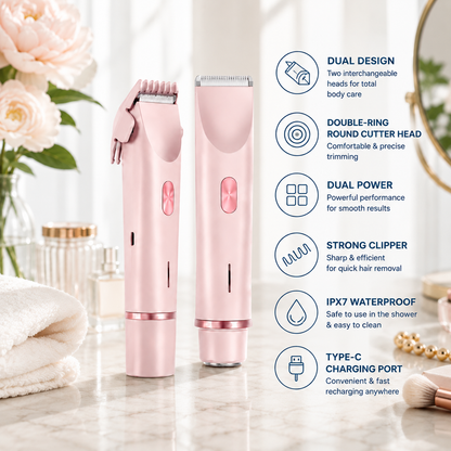 HexoSmooth™ Elektrisch scheerapparaat voor dames met dubbele kop – gezicht & lichaam, IPX7