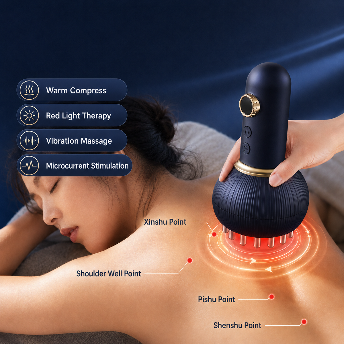 HexoMassage™ Elektrische Gua Sha-massager met warmte voor nek, schouders en rug