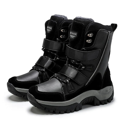 HexoComfy™ Women's Orthopedic High-Top Winter Boots in Black – triple strap closure