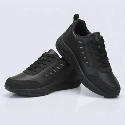 HexoComfy™ Men's Orthopedic Leather Shoes in Black, angled pair