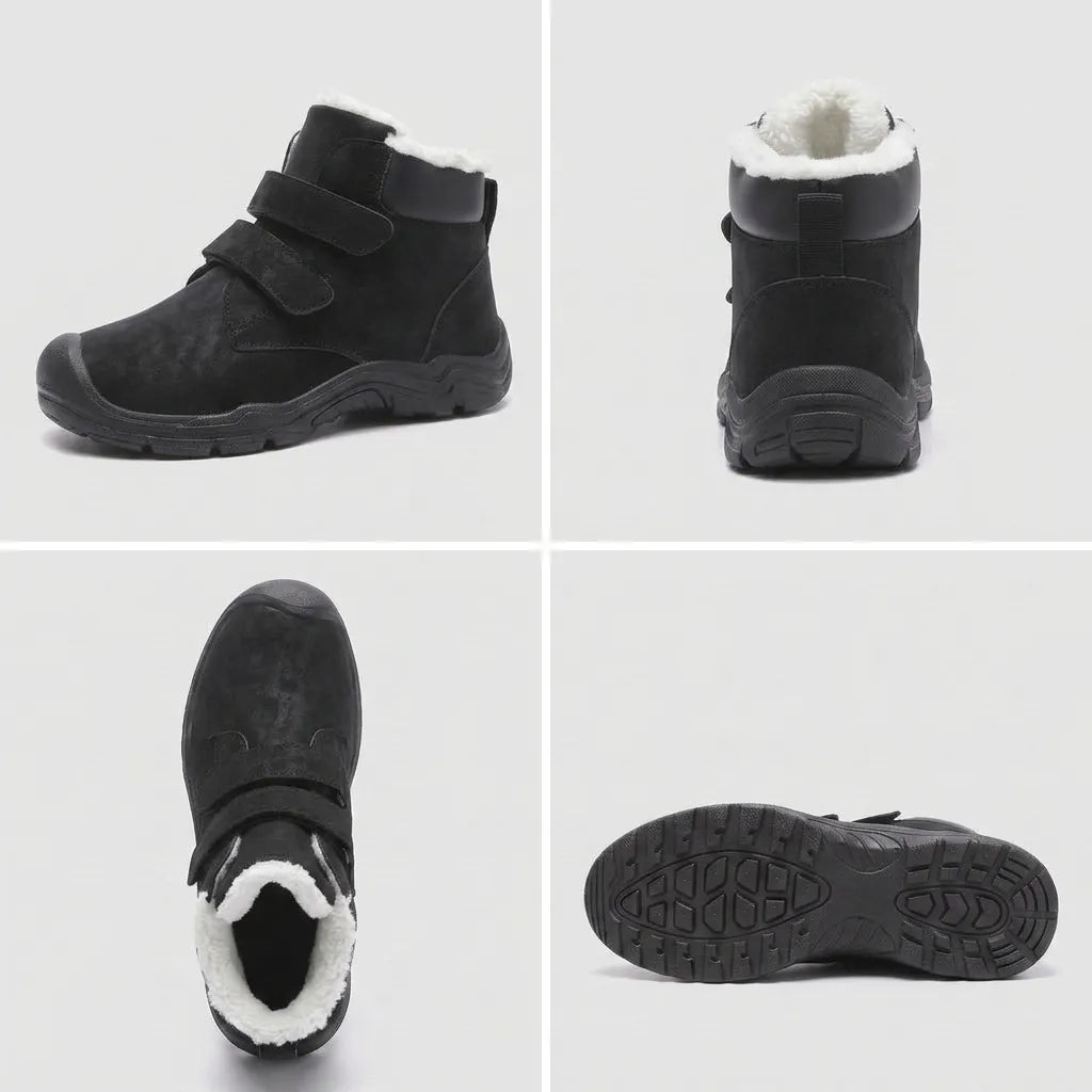 HexoComfy™ Men's Orthopedic Boots in Black, four-angle view