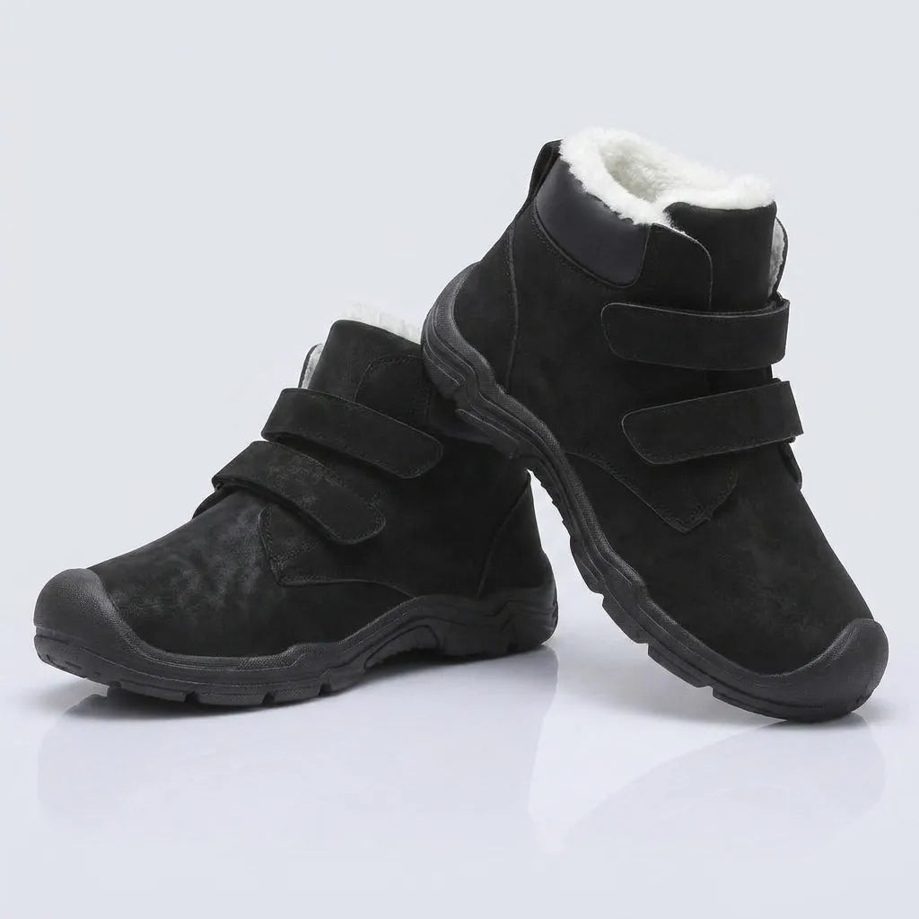 HexoComfy™ Men's Orthopedic Boots in Black, angled pair