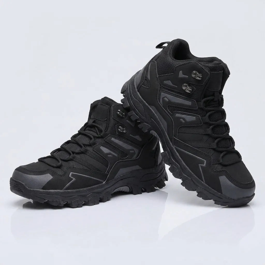 HexoComfy™ Men's Orthopedic Outdoor Shoes in Black, angled pair