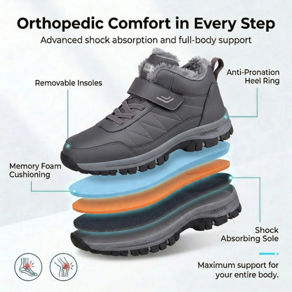HexoComfy™ Men's Orthopedic Winter Boots in Gray showing layered cushioning