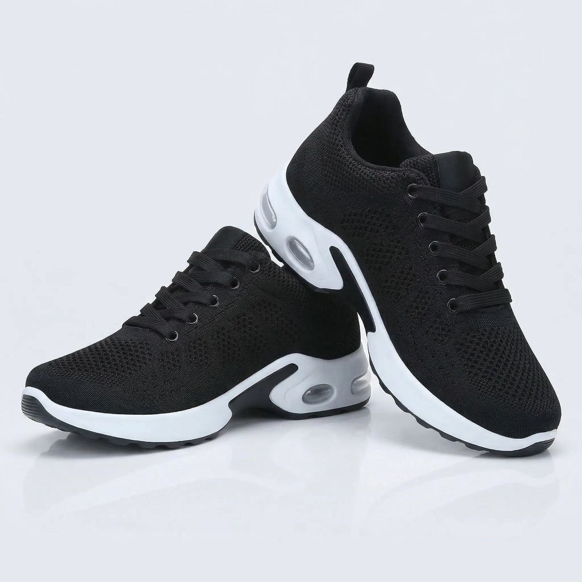 HexoComfy™ Men's Orthopedic Shoes in Black & White, pair on a plain background