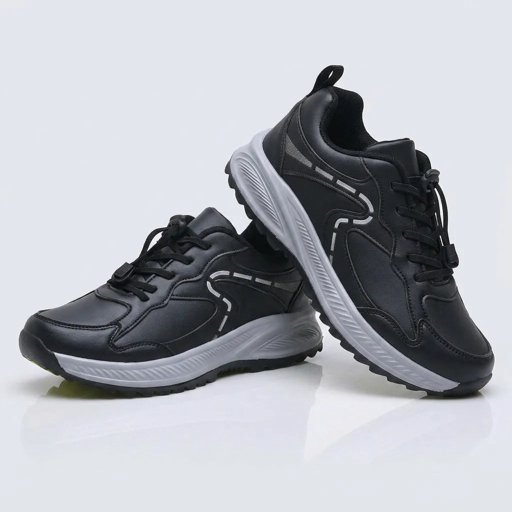 HexoComfy™ Men's Orthopedic Shoes in Black, pair on a plain background