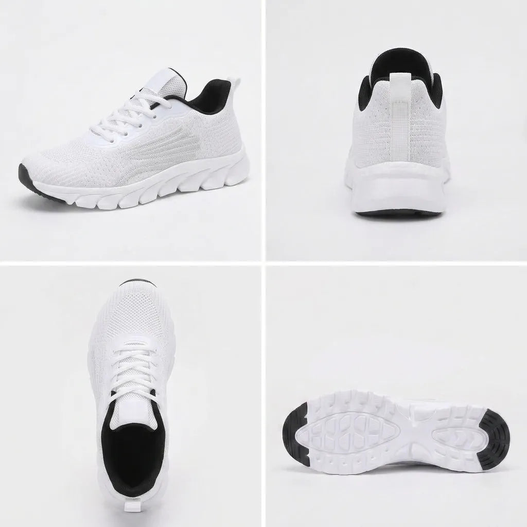 HexoComfy™ Men's Orthopedic Knit Sneakers in White, four-angle view