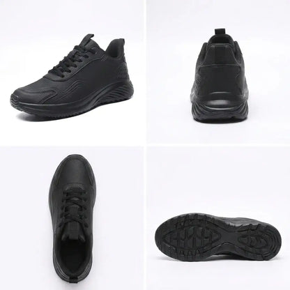 HexoComfy™ Men's Orthopedic Performance Sneakers in Black, front, back, top and sole views